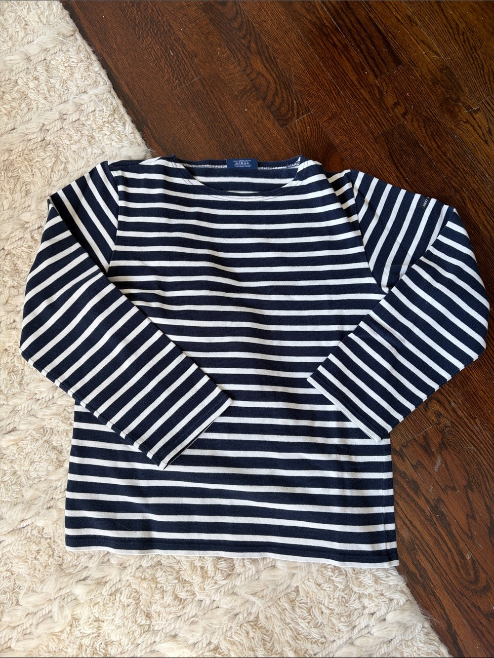 Saint James Navy and White Striped Long Sleeve Tee